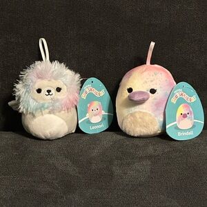 Squishmallows Set of 2 New 4” Ornament Squish with Loop Brindall and Leonori